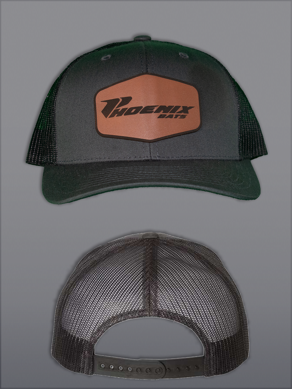 Phoenix Bat Leather Patch Gray Trucker Hat
